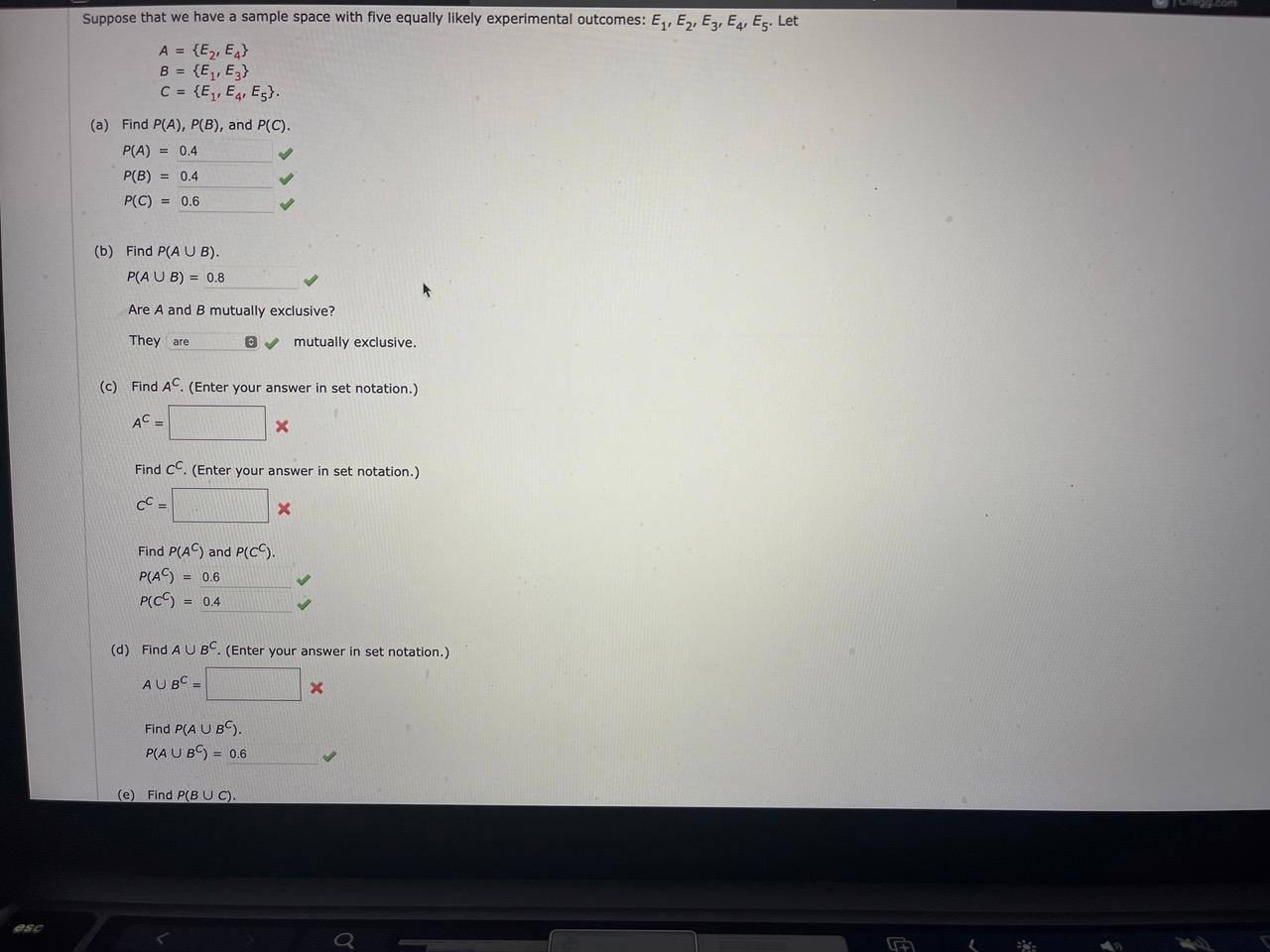 Solved A={E2,E4}B={E1,E3}C={E1,E4,E5}. Find P(A),P(B), and | Chegg.com