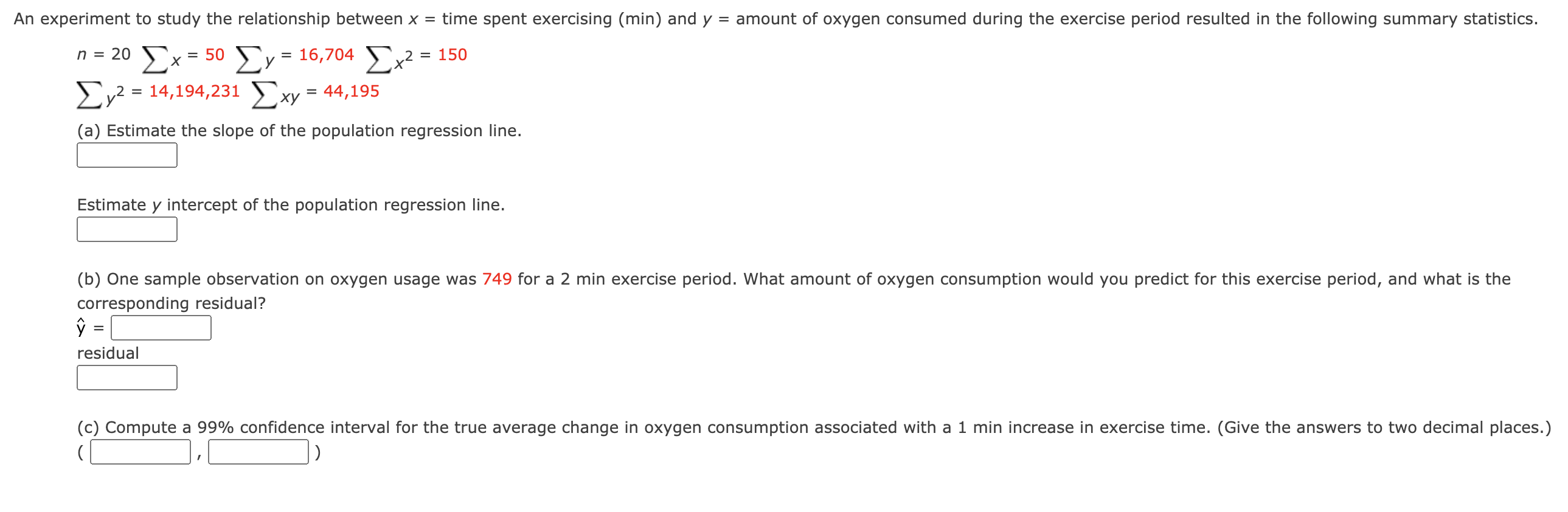 Solved An experiment to study the relationship between x = | Chegg.com