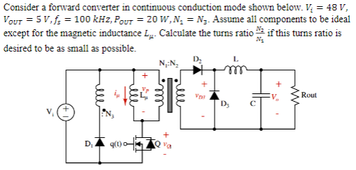 Solved Consider a forward converter in continuous conduction | Chegg.com