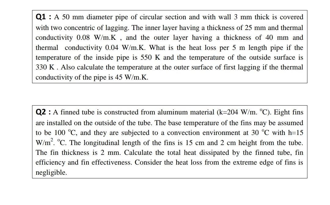 Solved Q1 : A 50 mm diameter pipe of circular section and | Chegg.com