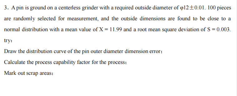 Solved 3. A pin is ground on a centerless grinder with a | Chegg.com