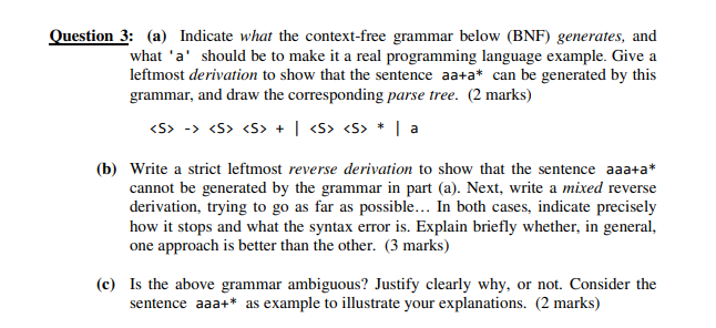 Question 3: (a) Indicate What The Context-free | Chegg.com