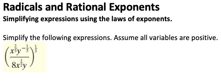 laws of exponents simplifying expressions simplifying radicals