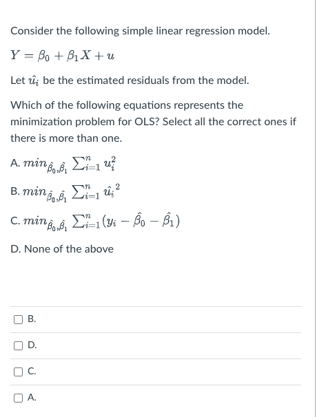 Solved Consider The Following Simple Linear Regression | Chegg.com