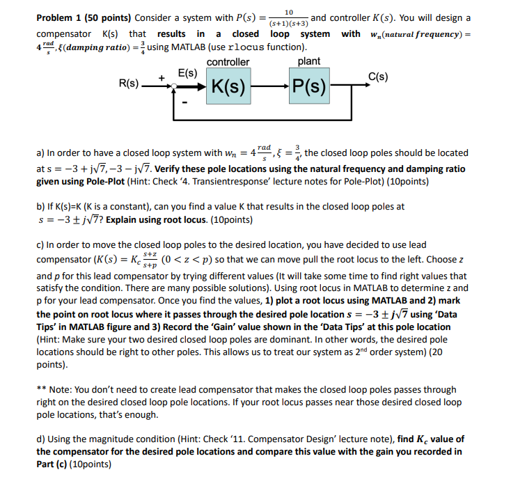 Solved Problem 1 (50 points) Consider a system with | Chegg.com