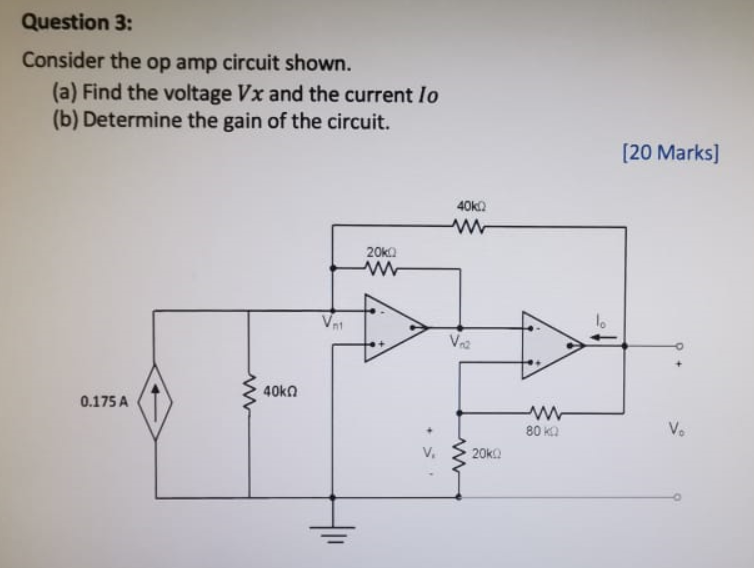 Solved Question 3: Consider the op amp circuit shown. (a) | Chegg.com
