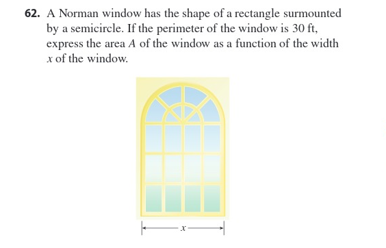 Solved 62. A Norman window has the shape of a rectangle | Chegg.com