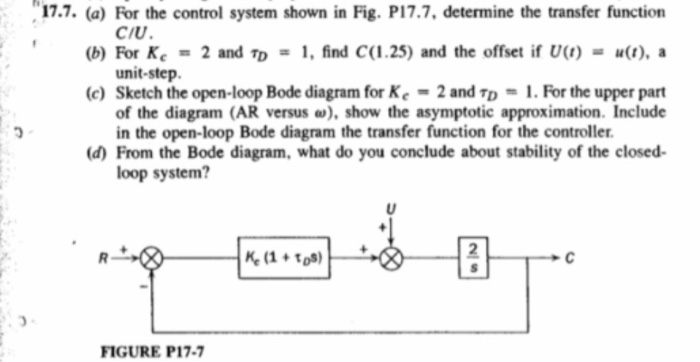 Solved 17.7. (a) For the control system shown in Fig. P17.7, | Chegg.com