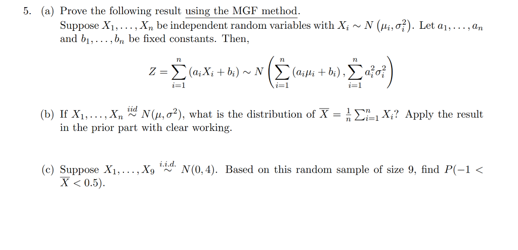 Solved 5. (a) Prove the following result using the MGF | Chegg.com