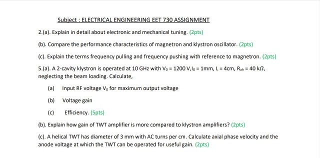 Solved Subject : ELECTRICAL ENGINEERING EET 730 ASSIGNMENT | Chegg.com