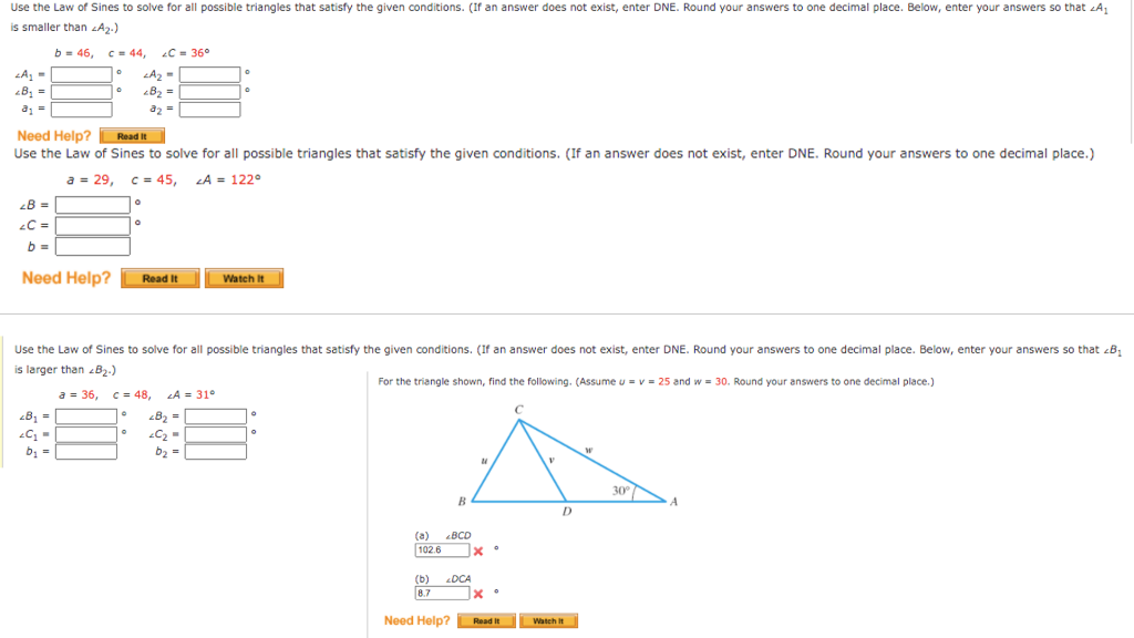 Solved Use the Law of Sines to solve for all possible