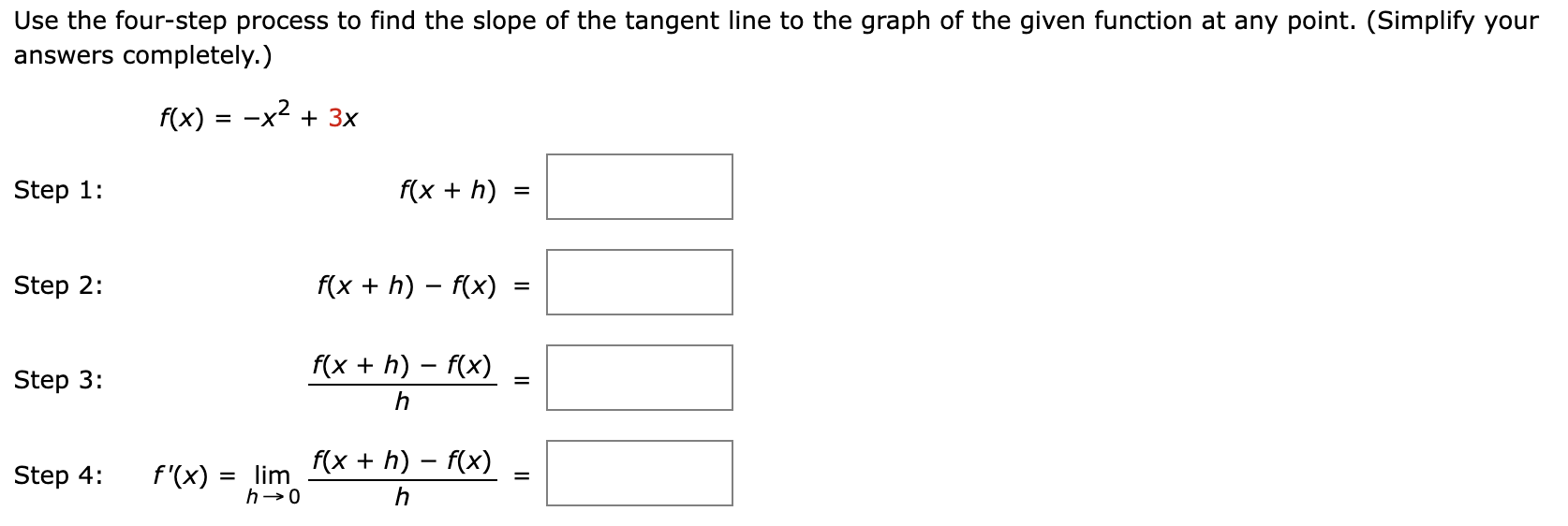 Solved Use the four-step process to find the slope of the | Chegg.com