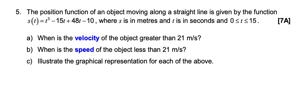 Solved 5. The position function of an object moving along a | Chegg.com