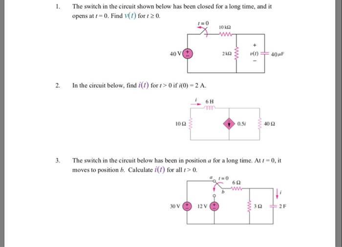 Solved 1 The switch in the circuit shown below has been | Chegg.com