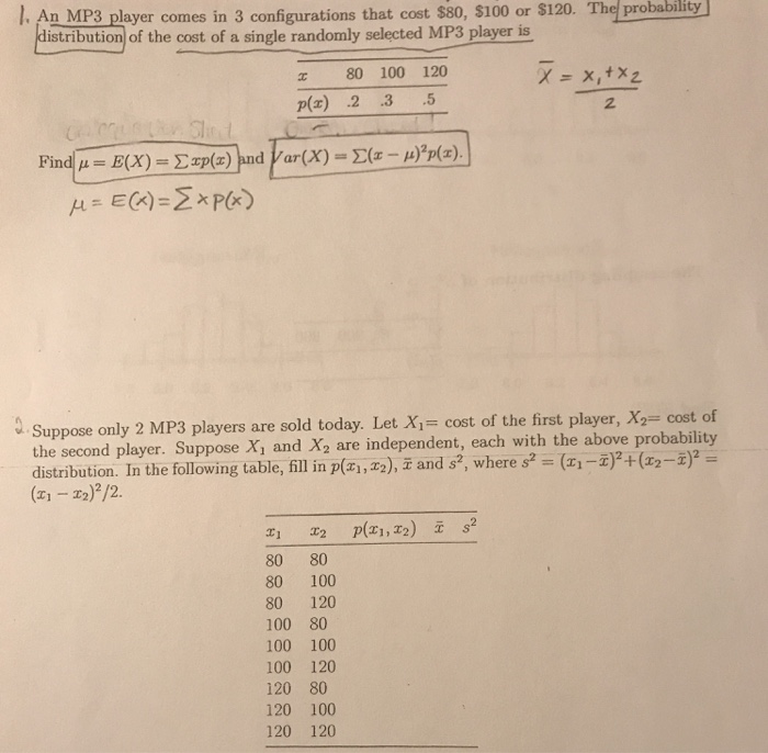 Solved l. An MP3 player comes in 3 configurations that cost