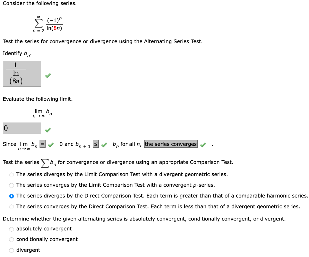 Solved Consider The Following Series. Ö (-1)" In(n) N = 2 | Chegg.com