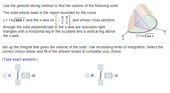 Solved Use The General Slicing Method To Find The Volume Of | Chegg.com