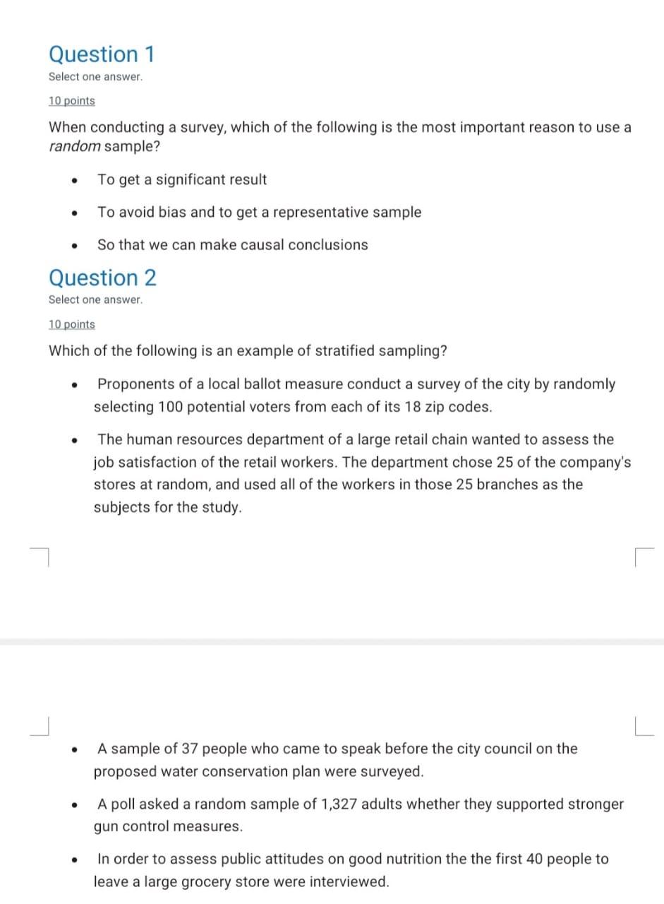 Solved Question 1 Select one answer. 10 points When | Chegg.com