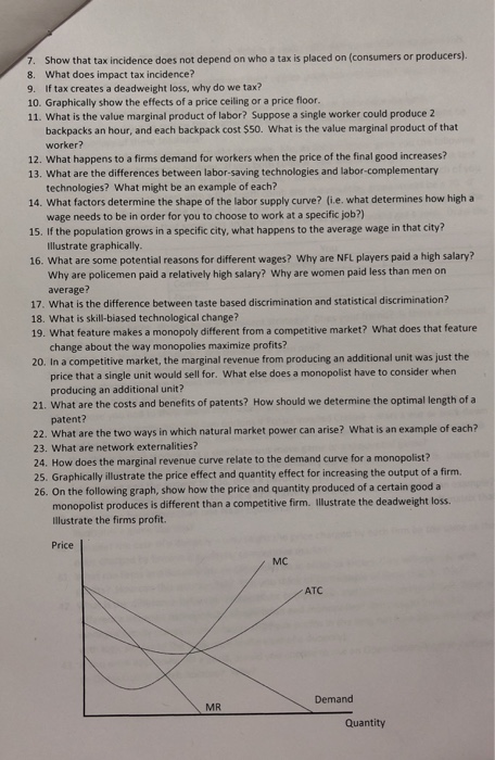Solved 7 Show That Tax Incidence Does Not Depend On Who A Chegg