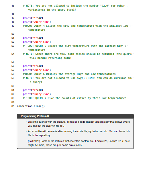 Solved Problem 3: Queries In class we were introduced to SQL | Chegg.com