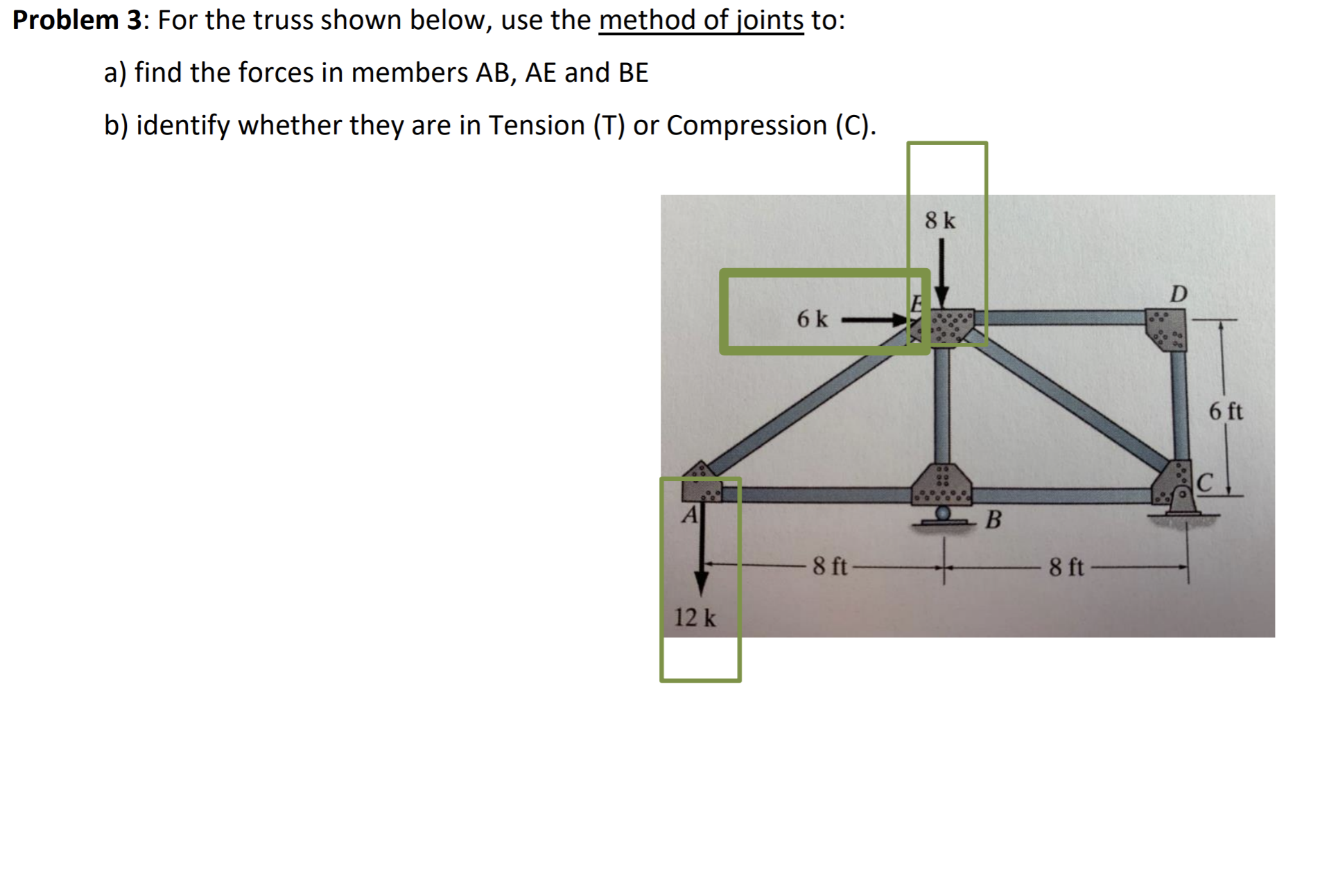 Solved Problem 3: For The Truss Shown Below, Use The Method | Chegg.com