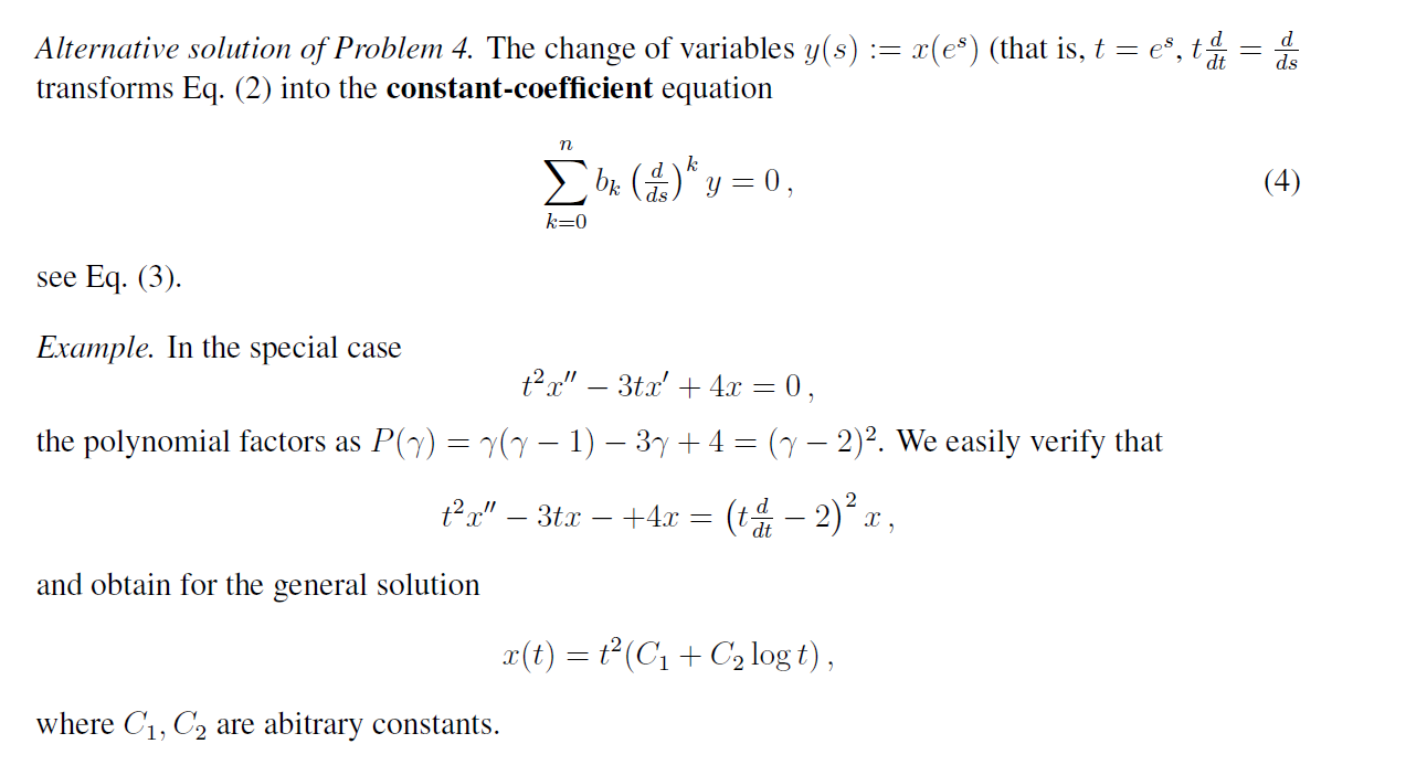 Solved 4. Euler-Cauchy equations (the general theory behind | Chegg.com