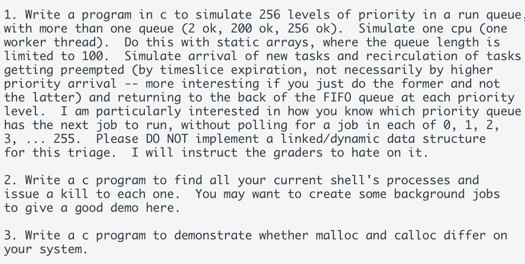 Solved 1. Write a program in c to simulate 256 levels of | Chegg.com