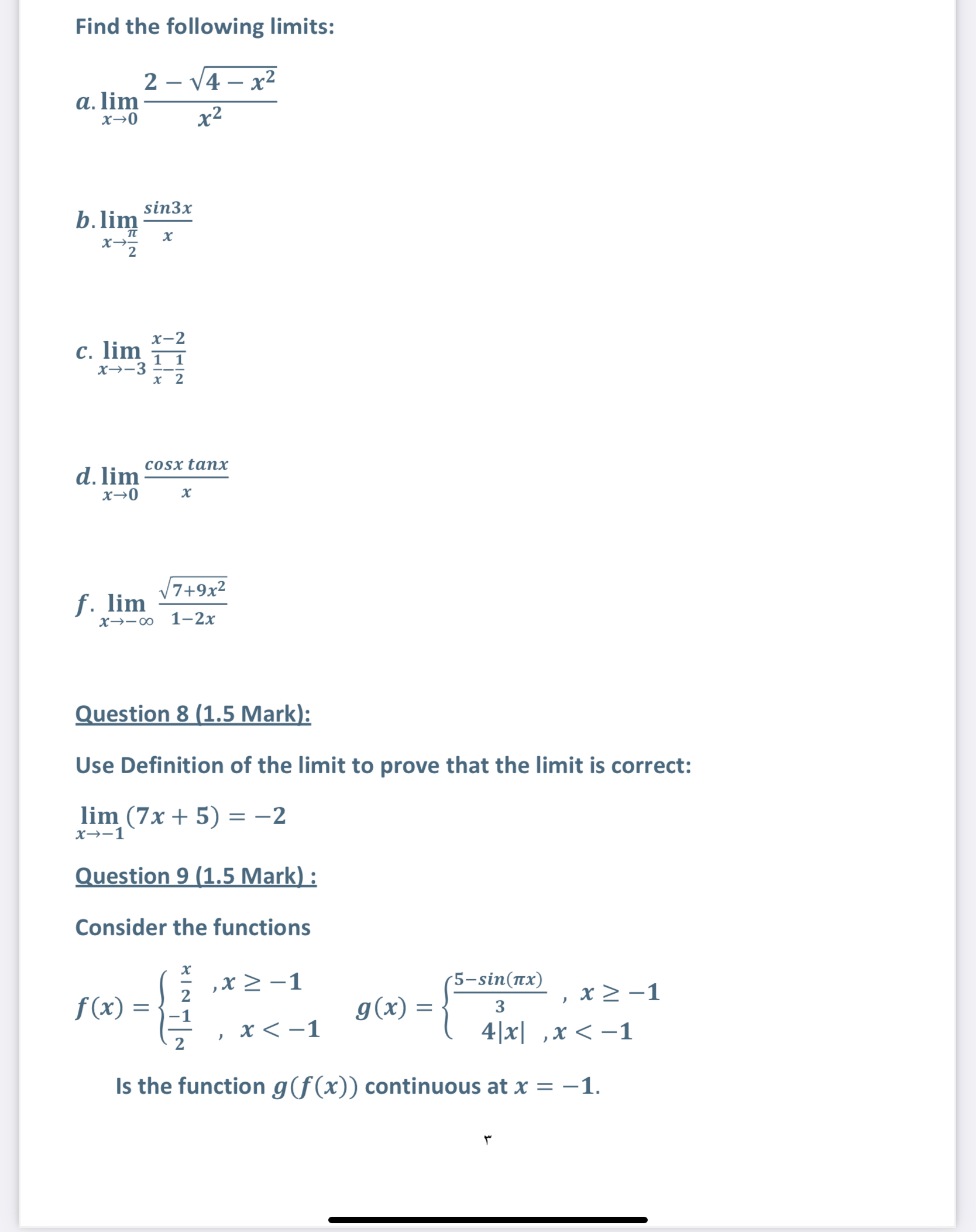 Solved Find the following limits: a. limx→0x22−4−x2 b. | Chegg.com