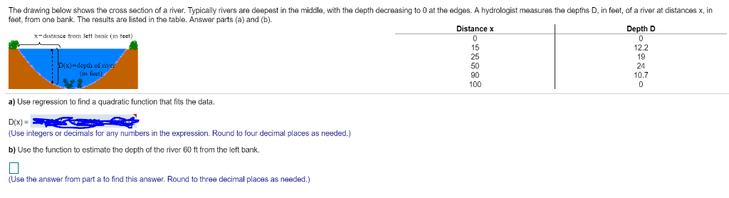 Solved The drawing below shows the cross section of a river. | Chegg.com
