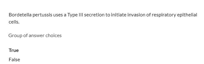 Solved Bordetella pertussis uses a Type III secretion to | Chegg.com