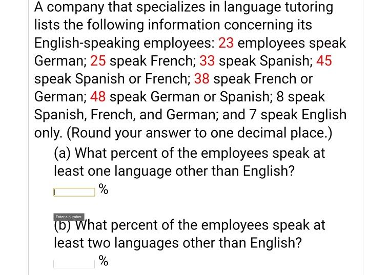 Solved A Company That Specializes In Language Tutoring Lists Chegg Com