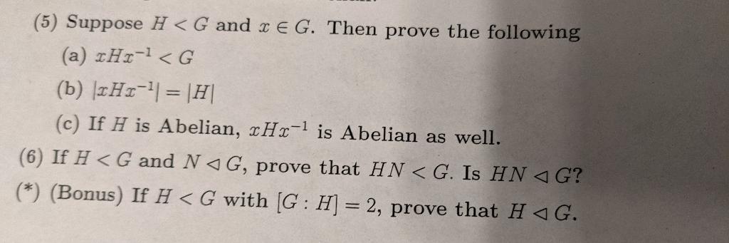 Solved (5) Suppose H | Chegg.com