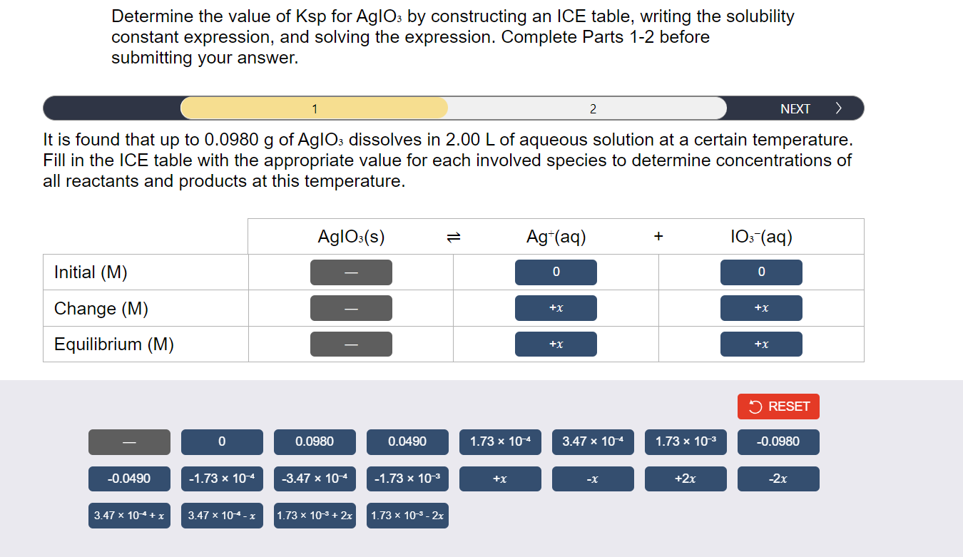 Solved Determine the value of Ksp for AglO3 by constructing