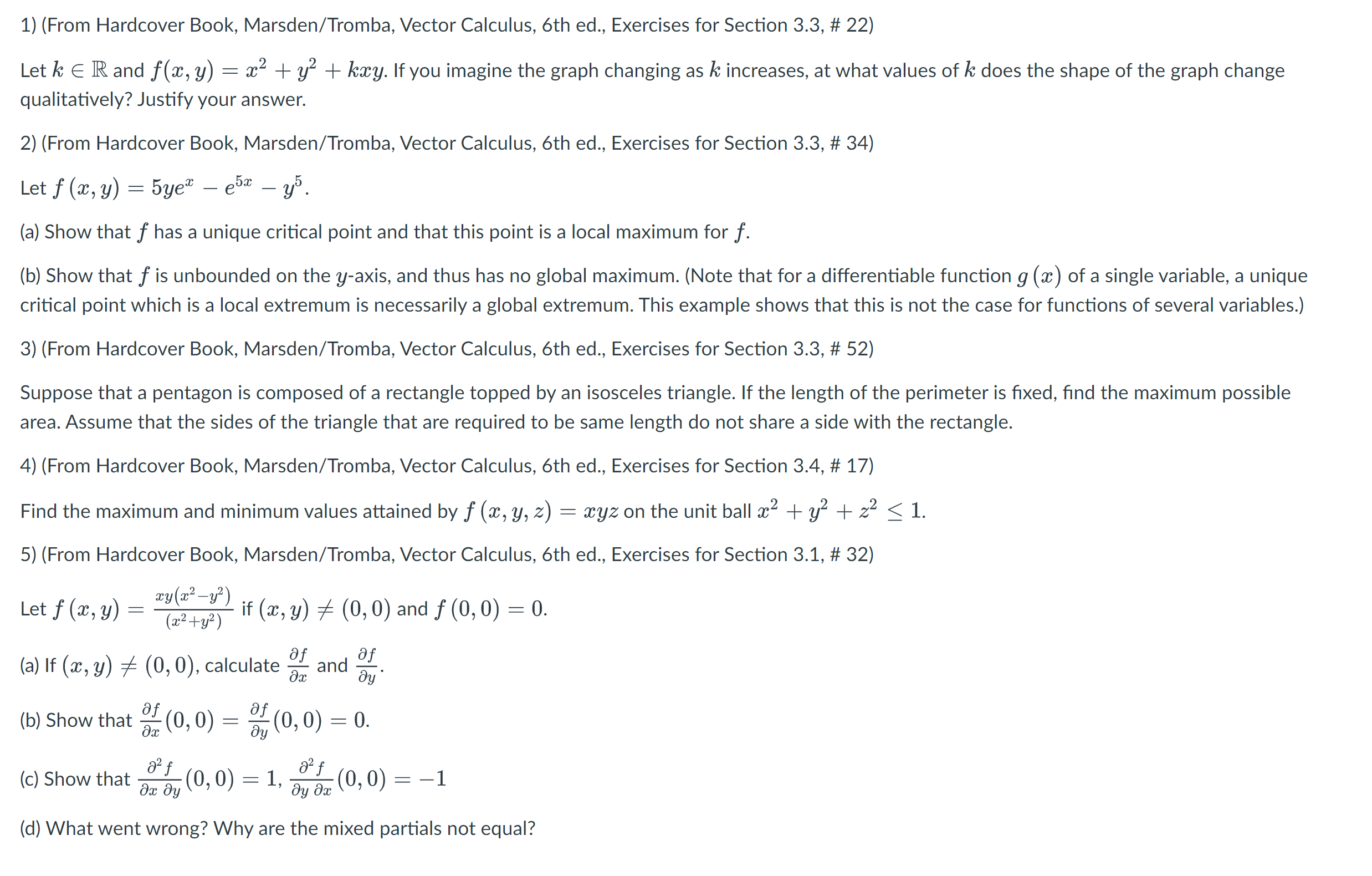 Solved (From Hardcover Book, Marsden/Tromba, ﻿Vector | Chegg.com