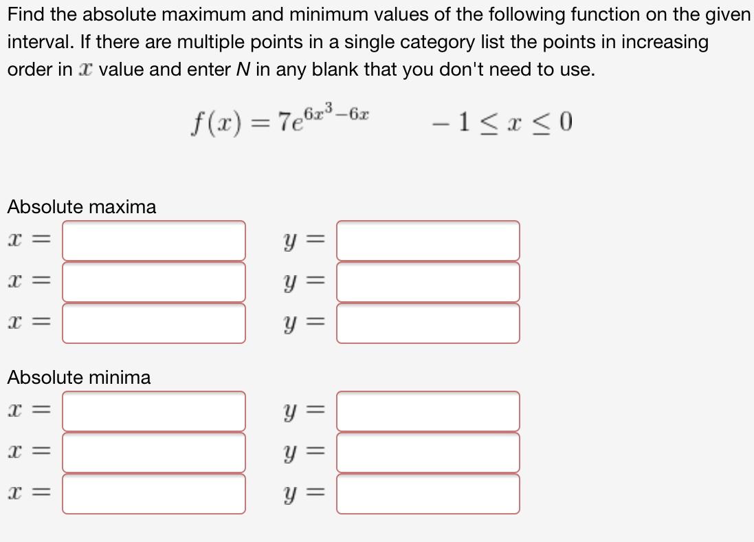 Solved Find the absolute maximum and minimum values of the | Chegg.com