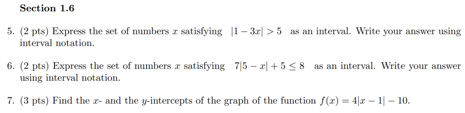 Solved Section 1.6 as an interval. Write your answer using | Chegg.com