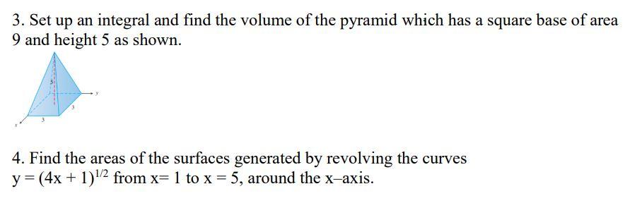 Solved 3. Set up an integral and find the volume of the | Chegg.com