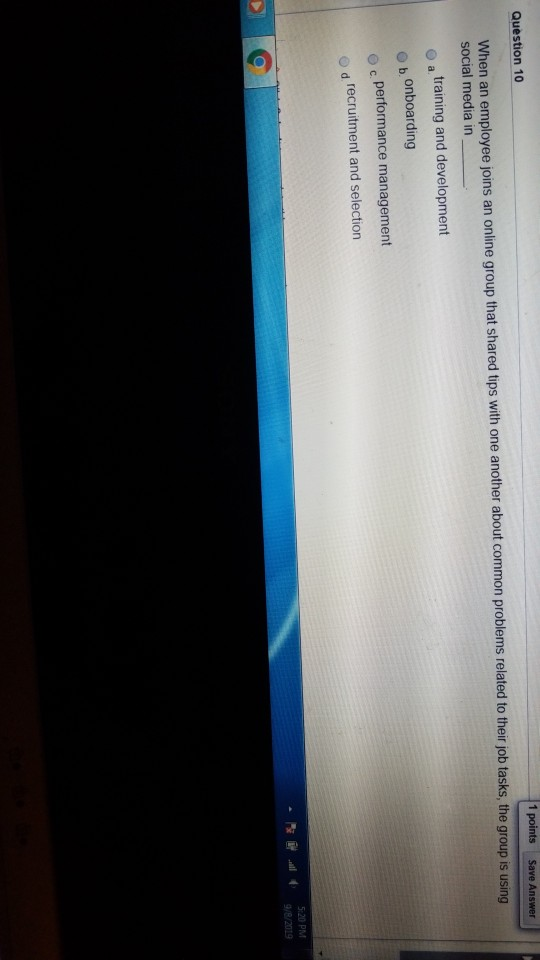 Solved Question 10 1 points Save Answer When an employee | Chegg.com