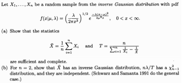 Solved Let Xi,....X, be a random sample from the inverse | Chegg.com