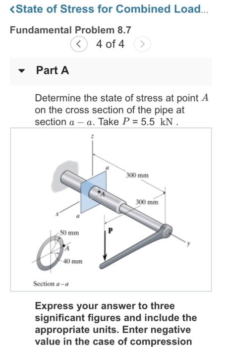 Solved Part A Determine the state of stress at point A on | Chegg.com