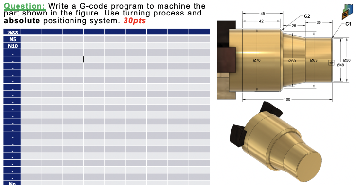 Solved Question: Write a G-code program to machine the part | Chegg.com