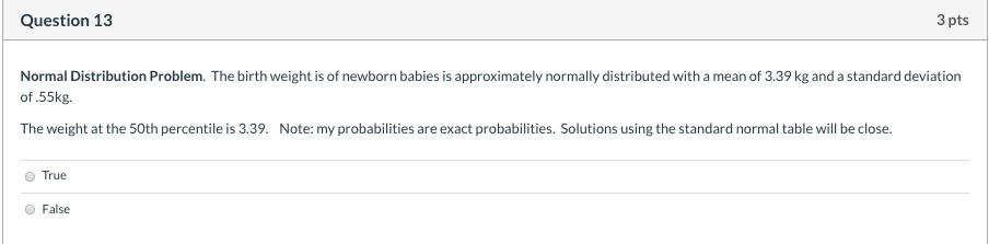 Solved Question 13 3 pts Normal Distribution Problem. The | Chegg.com