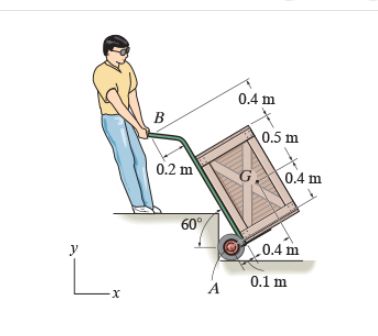 Solved The man uses the hand truck to move material up the | Chegg.com