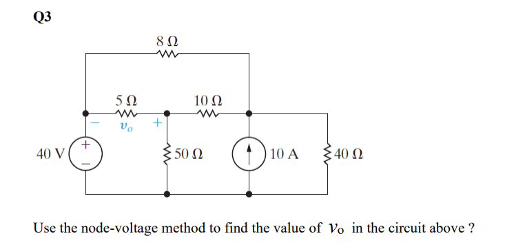 Solved Use the node-voltage method to find the value of v0 | Chegg.com