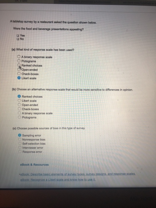Solved A Tabletop Survey By A Restaurant Asked The Question Chegg