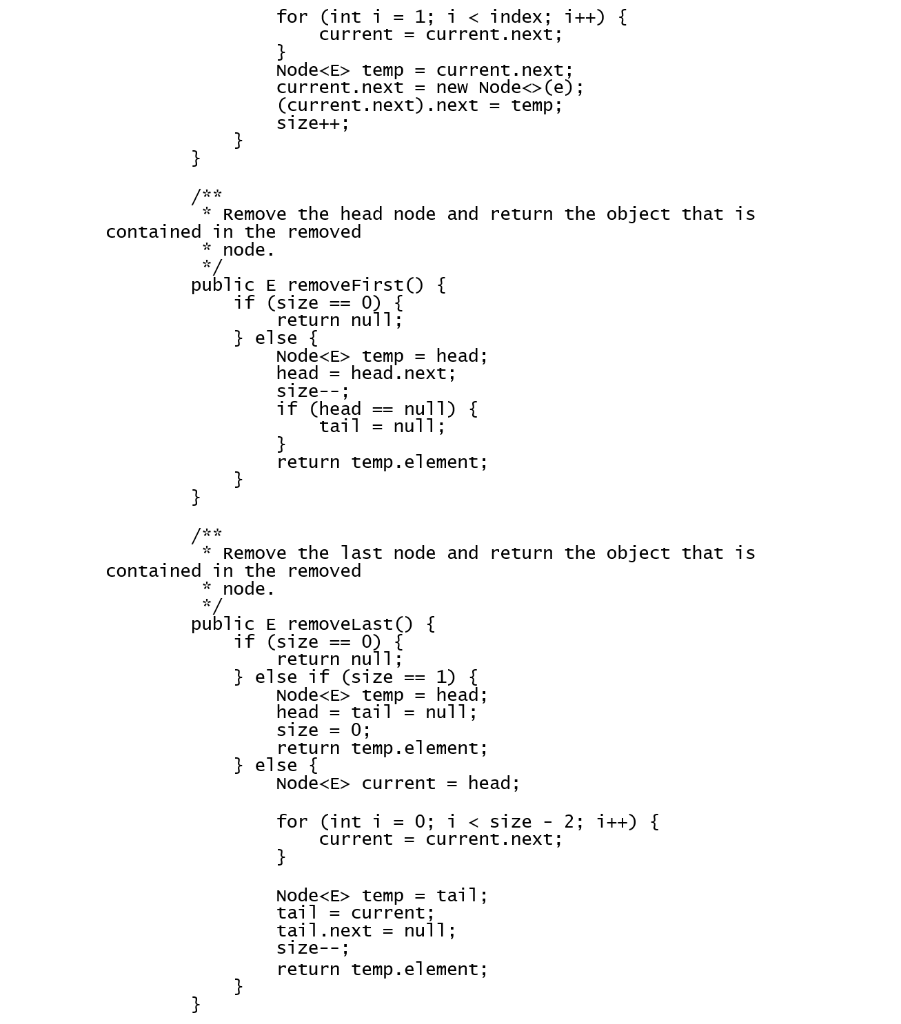 Java Implementation Help... Implement All of the | Chegg.com