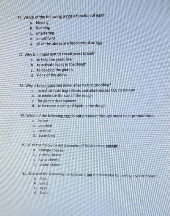 Solved 26 Which Of The Following Is Not A Function Of Eg