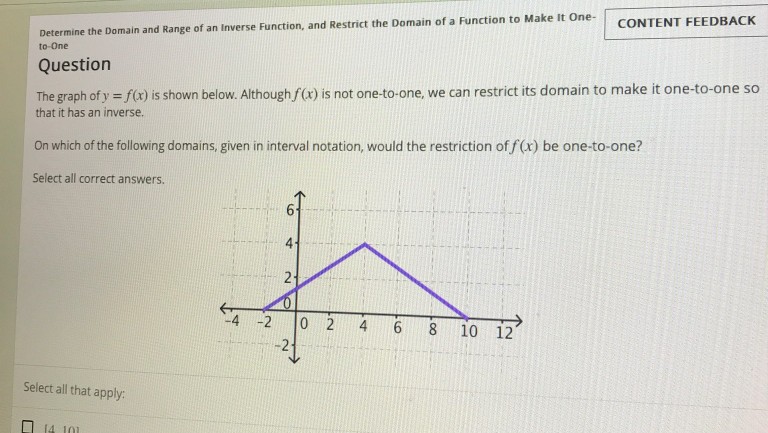 how to restrict domain to make inverse function