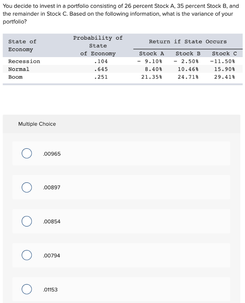 Solved You Decide To Invest In A Portfolio Consisting Of 26 | Chegg.com