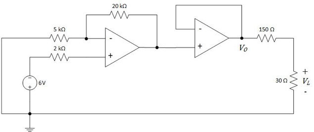 Solved Determine Vo And Vl For The Op Amp Circuit Shown 